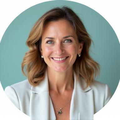 Portrait de Marie Dubois, coach, souriante et professionnelle